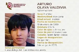 Imagen Él es Arturo, tiene 16 años de edad y desapareció en Xalapa, Veracruz