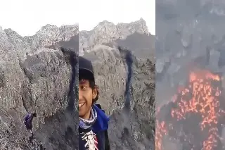 Imagen Turistas desafían al Popocatépetl; llegan hasta el cráter por una selfie (+Video)
