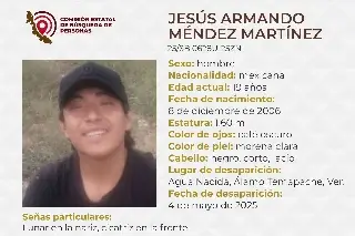 Imagen Él es Jesús Armando, tiene 19 años y desapareció al norte de Veracruz 