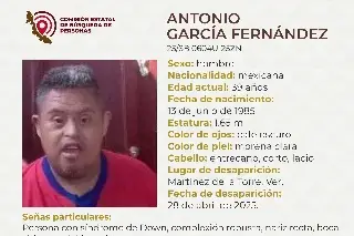 Imagen Piden apoyo para localizar a hombre con síndrome de Down desaparecido al norte de Veracruz  
