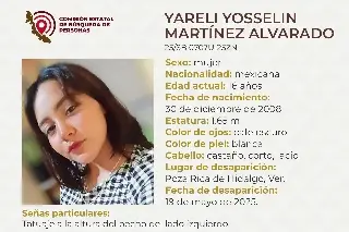 Imagen Piden apoyo para localizar a menor de edad desaparecida al norte de Veracruz 