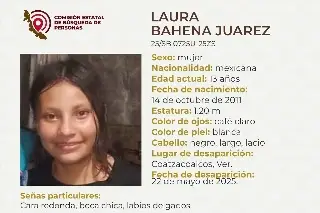 Imagen Piden apoyo para localizar a menor de edad desaparecida al sur  de Veracruz