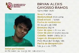 Imagen Menor de edad desaparece al norte de Veracruz; estas son sus características