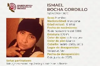 Imagen Él es Ismael, tiene 18 años y desapareció en el puerto de Veracruz 