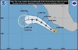 Imagen Tormenta Bárbara podría convertirse en huracán este domingo frente a las costas de Guerrero