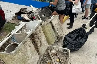 Imagen Realizan limpieza en Laguna de Mandinga; encontraron hasta lavadoras