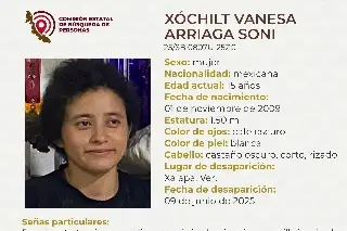 Imagen Ella es Xóchitl, tiene 15 años y desapareció en Xalapa, Veracruz; aquí sus características