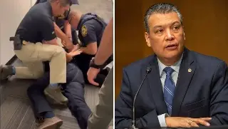 Imagen 'Imaginen cómo tratan a los trabajadores': senador de EU arrestado en conferencia de Kristi Noem