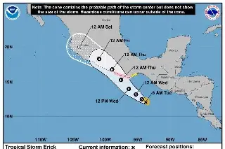 Imagen Pronostican que tormenta 'Erick' se convertirá en huracán antes de tocar tierra