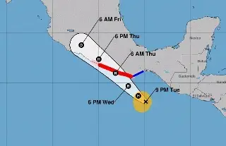 Imagen Tormenta Erick se intensifica y sigue su curso hacia Oaxaca y Guerrero