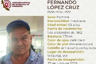 Imagen Desaparece hombre de 63 años en Veracruz; aquí sus características
