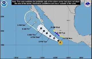'Flossie' rozará costas del Pacífico como huracán pero no tocará tierra: Conagua