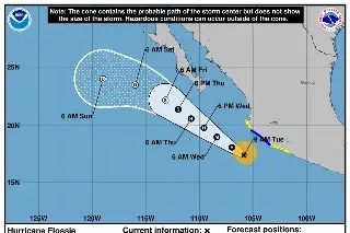 Imagen Huracán Flossie se intensifica a categoría 2. Esta es su ubicación