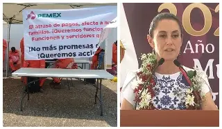Imagen Durante visita de Sheinbaum a Coatza, petroleros y contratistas se manifiestan
