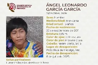 Imagen Piden apoyo para localizar a menor de edad desaparecido al norte de Veracruz 