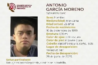 Imagen Él es Antonio, tiene 25 años y desapareció en el puerto de Veracruz 