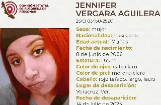 Imagen Buscan a Jennifer, menor de 17 años desaparecida en Veracruz