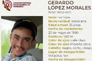 Imagen Buscan a hombre desaparecido en Veracruz; requiere tratamiento médico