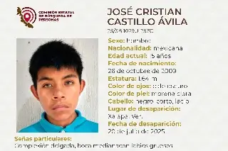 Imagen Menor de edad desaparece en Xalapa, Veracruz; aquí sus características 