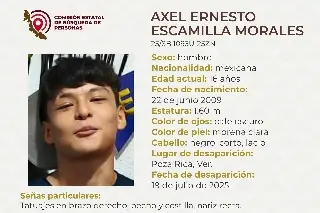 Imagen Menor de edad desaparece al norte de Veracruz; aquí sus características 