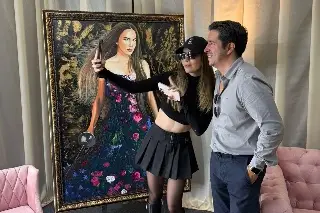 Imagen Artista plástico Jaime Fernández obsequia a Belinda impresionante lienzo al óleo 