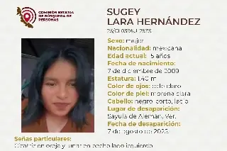 Imagen Piden apoyo para localizar a menor de edad desaparecida al sur de Veracruz