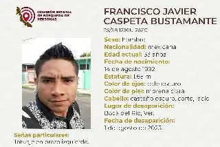Imagen Él es Francisco Javier, tiene 33 años y desapareció en Boca del Río