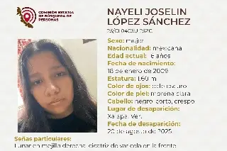 Imagen Piden apoyo para localizar a menor de edad desaparecida en Xalapa, Veracruz
