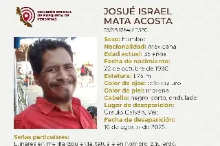 Imagen Él es Josué Israel, tiene 35 años y desapareció en Úrsulo Galván, Veracruz 