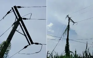 Imagen Peligroso poste de CFE a punto de caer sobre carretera a Paso del Toro