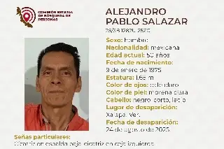 Imagen Desaparece hombre de 50 años en Xalapa, Veracruz; estas son sus características