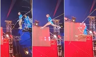 Viral, joven trapecista cae en pleno acto en circo (+Video)