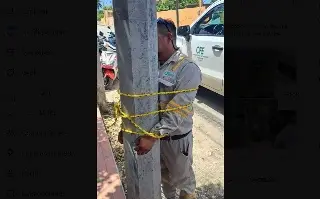 Imagen Vecinos amarran a trabajador de la CFE a un poste, en Yucatán