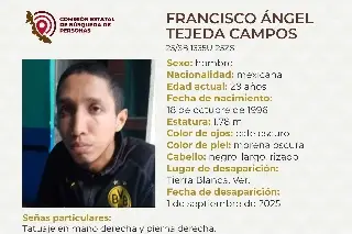 Imagen Piden apoyo para localizar a joven desaparecido en Tierra Blanca, Veracruz 