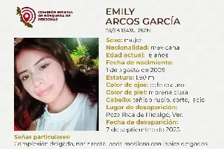 Imagen Piden apoyo para localizar a menor de edad desaparecida al norte de Veracruz