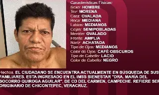Imagen Buscan a familia de hombre hospitalizado en Campeche; es originario de Veracruz