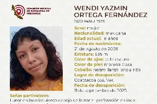 Menor de edad desaparece al sur de Veracruz; aquí sus características 