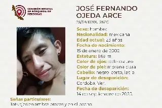 Él es José, tiene 23 años y desapareció en Córdoba, Veracruz; tiene tatuajes