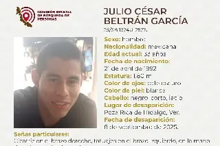 Él es Julio, tiene 33 años y desapareció al norte de Veracruz 