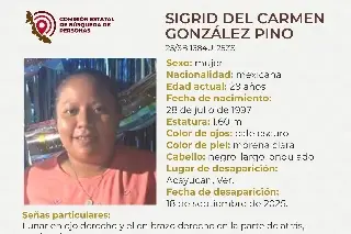 Imagen Joven mujer desaparece al sur de Veracruz; aquí sus características 