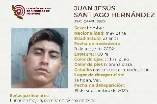 Imagen Él es Juan y desapareció al sur de Veracruz; estas son sus características
