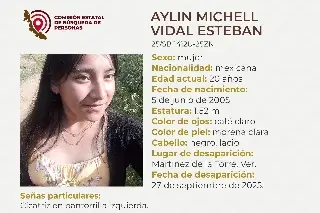 Imagen Joven mujer desaparece al norte de Veracruz; aquí sus características 