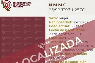 Imagen Localizan a mujer reportada como desaparecida en Veracruz