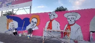 Imagen Pintan mural por Día de Muertos en Veracruz , ¿En dónde se encuentra?