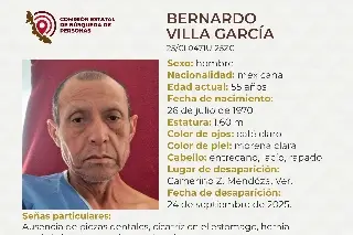 Imagen Él es Bernardo y desapareció en la zona centro del estado de Veracruz; aquí sus características 