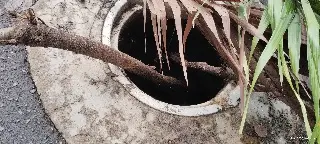 Imagen Peligrosa alcantarilla sin tapa en Veracruz; cabe una persona adentro