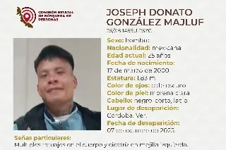 Imagen Piden apoyo para localizar a joven desaparecido en Córdoba, Veracruz 