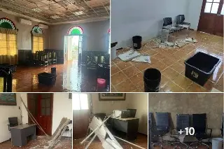 Imagen Así se inundó el Palacio Municipal de Alvarado por lluvias