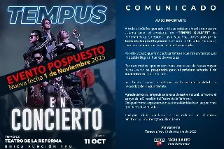 Imagen Reprograman concierto de TEMPUS Quartet en Veracruz 