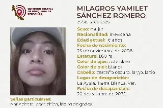 Imagen Menor de edad desaparece en Tierra Blanca, Veracruz; aquí sus características 